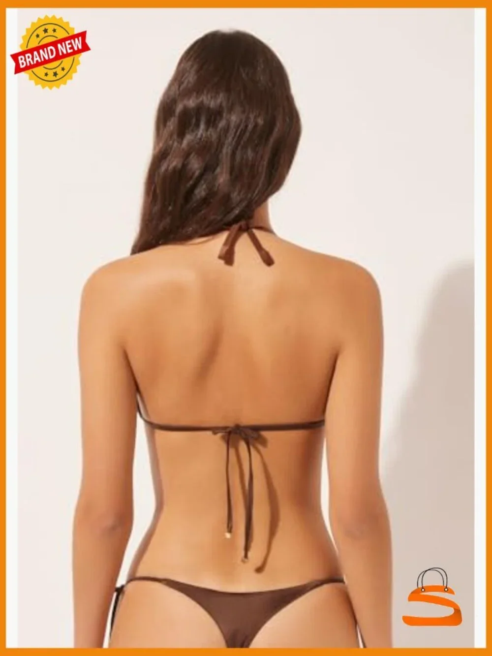 Shiny Satin Triangle Bikini Top with Removable Padding XS